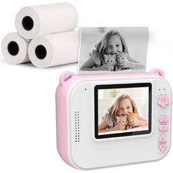 Silvergear Digitale Kindercamera Roze - Mini Printer / Pocket Printer - Mobiele Fotoprinter - Kids Camera - Thermische Printer - Met Video - 4 Spellen - Timer en Muziek
