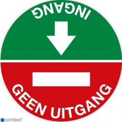 Simbol Vloersticker Ingang / Geen Uitgang, met speciale anti-sliplaag, formaat ø 30 cm.