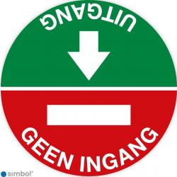 Simbol Vloersticker Uitgang / Geen Ingang, met speciale anti-sliplaag, formaat ø 30 cm.