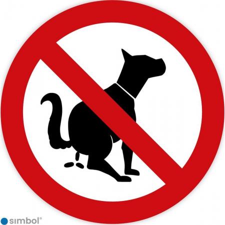 Sticker Dierlijke uitwerpselen / Hondenpoep verboden - Duurzame kwaliteit - ø 10 cm. - Simbol