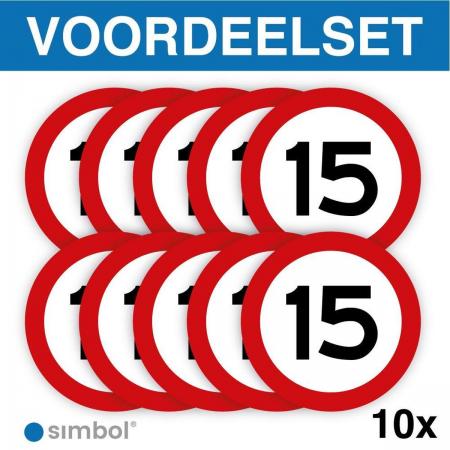 Voordeelset 10 Stuks - Stickers Maximaal 15 km - ø 10 cm. - Duurzame kwaliteit - Simbol