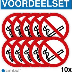 Voordeelset 10 Stuks Stickers Verboden te Roken / Rookverbod - ø 10 cm. - Duurzame kwaliteit - Simbol