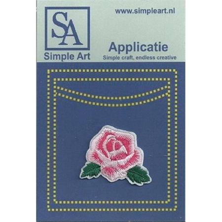 Opstrijk applicaties / Strijk Patch Set / Roos klein /Formaat: 4,7 x 3,5 cm