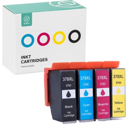 Sinji Inktcartridge voor Epson 378 (T378) - Zwart & Kleur - Multipack -  Hoge capaciteit