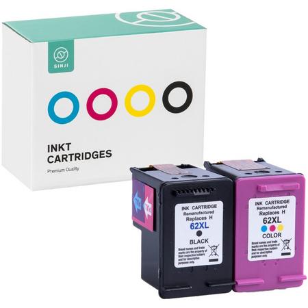 Sinji Inktcartridge voor HP 62 XL - Zwart & Kleur - Multiverpakking - Hoge capaciteit