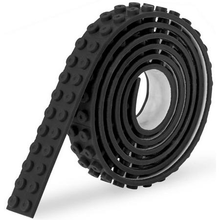 Sinji Play Stick & Brick - flexibel speelgoedtape met bouwsteennopjes - Zwart