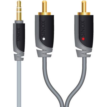 Sinox 5m 3.5mm/RCA 2m 3.5mm 2 x RCA Grijs audio kabel