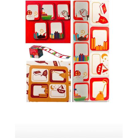 100x Sinterklaas Stickers - Cadeau naamstickers Sint thema - Labelstickers - Etiketten 9 verschillende designs