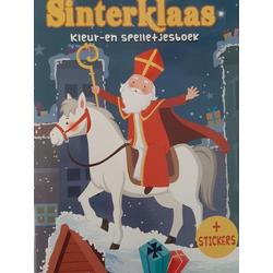 Groot Sinterklaas Kleur- en spelletjesboek met Stickers A4, kleurplaten, zoek de verschillen, kleur op nummer etc