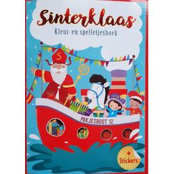 Sinterklaas Kleur- en Spelletjesboek met stickers - Boordevol kleurplaten en spelletjes en stickervel - kleuren