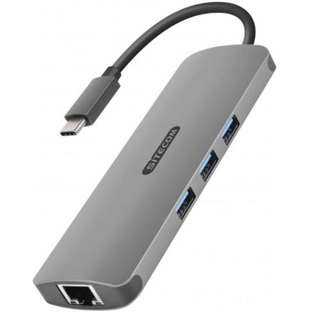 Sitecom CN-382 kabeladapter/verloopstukje USB-C USB-C, RJ45, HDMI, 3.5mm, 3x USB 3.0, SD, microSD Grijs