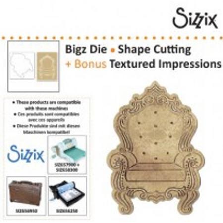 Sizzix 658964 - Bigz Die w/Bonus Textured Impressions - Fancy Chair by Jen Long-Phili