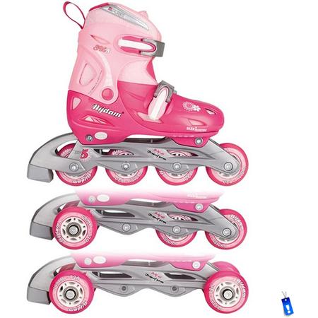 Inline Skates Rolschaatsen Quads - 3 in 1 - Meisjes Verstelbaar - Roze - maat 30 - 33