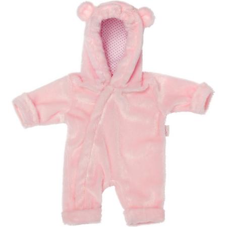 Skrallan Poppenkleding onesie roze fleece 34-36 cm