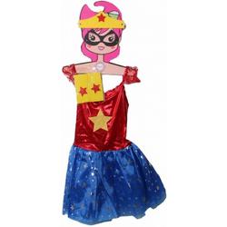 Super Hero jurk met sterren meisjes blauw/rood