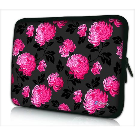 Laptophoes 13,3 inch roze bloemen patroon - Sleevy