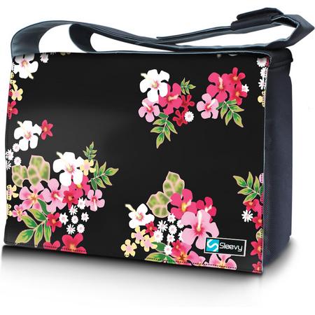 Messengertas / laptoptas 17,3 inch gekleurde bloemen - Sleevy - reistas - schoudertas - schooltas - heren dames tas - tas laptop