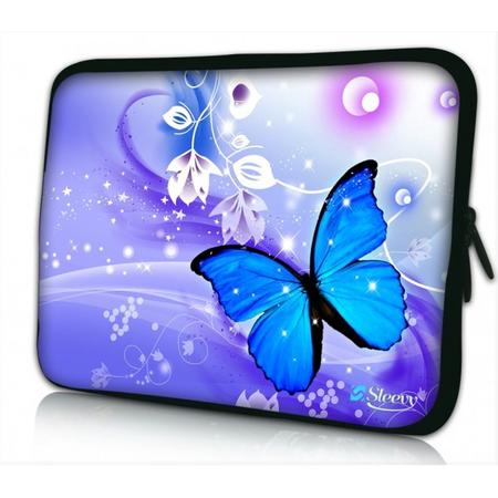 Sleevy 10 laptop/tablet hoes blauwe vlinder - tabletsleeve - tablet sleeve - ipad sleeve