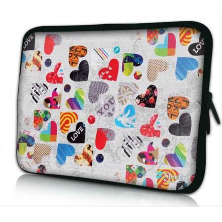 Sleevy 10 laptop/tablet hoes gekleurde harten - tabletsleeve - tablet sleeve - ipad sleeve