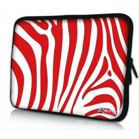 Sleevy 10 laptop/tablet hoes rode zebraprint - tabletsleeve - tablet sleeve - ipad sleeve