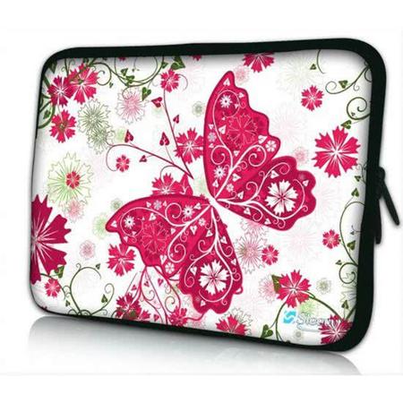 Sleevy 10 laptop/tablet hoes roze vlinder - tabletsleeve - tablet sleeve - ipad sleeve