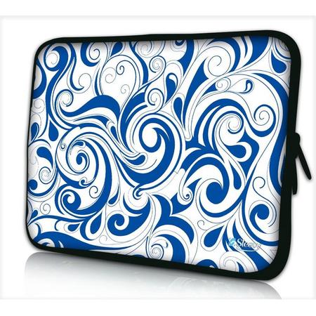 Sleevy 14 laptophoes blauw patroon - laptop sleeve