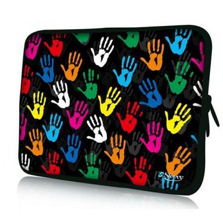 Sleevy 15,6 inch laptophoes gekleurde handjes