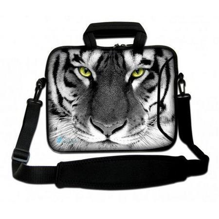 Sleevy 17,3 inch laptoptas witte tijger