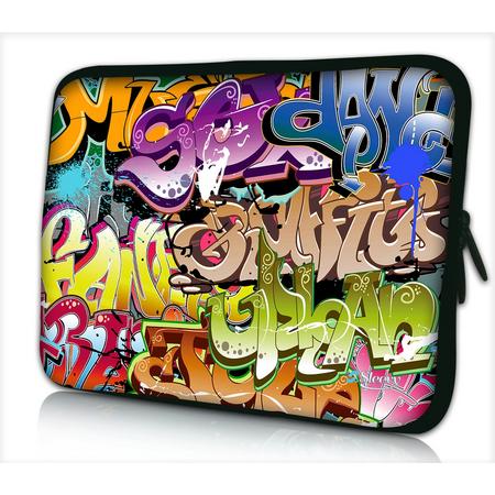 Tablet hoes / laptophoes 10,1 inch graffiti kleurrijk - Sleevy - laptop sleeve - tablet sleeve