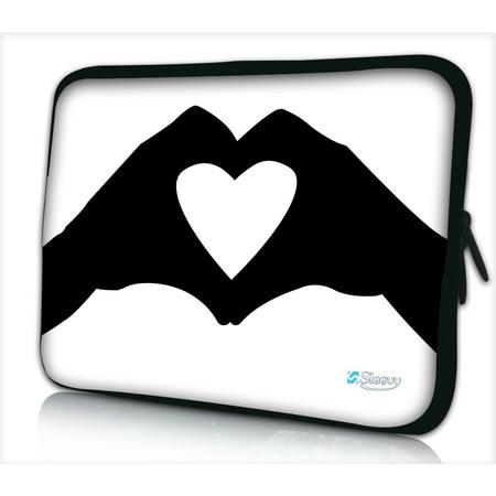 Tablet hoes / laptophoes 10,1 inch love zwart wit - Sleevy - Laptop sleeve - Macbook hoes - beschermhoes - tabletsleeve - tablet sleeve - ipad sleeve