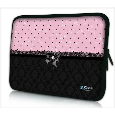Tablet hoes / laptophoes 10,1 inch patroon chic roze zwart - Sleevy - Laptop sleeve - Macbook hoes - beschermhoes - tabletsleeve - tablet sleeve - ipad sleeve
