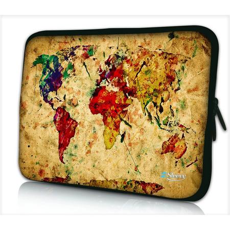 Tablet hoes / laptophoes 10,1 inch wereldkaart - Sleevy - laptop sleeve - tablet sleeve