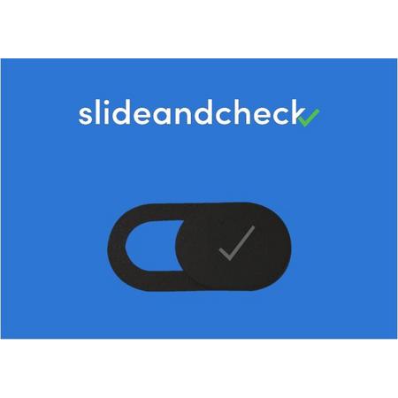 Webcam Cover SlideandCheck (zwart) - Laptop - Schuif - Schuifje -Slider - Sticker - Privacy Protection - Geschikt voor iPhone, iPad, Macbook, Laptop, Tablet en meer