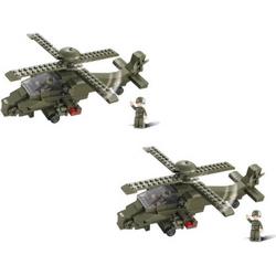 2x stuks speelgoed Sluban bouwstenen gevechtshelikopter 28.5 cm - Leger/Soldaten speelgoed luchtmacht