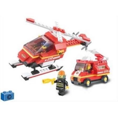Sluban Fire Alarm M38-B0219 Brandweerhelikopter en Brandweerwagen 211-delig