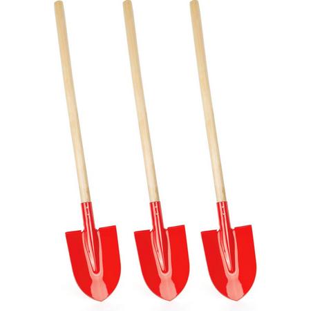 Kinder schep - spade rood, 70 cm - hout-metaal - per stuk
