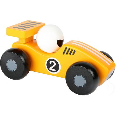 Small Foot Raceauto Hout Geel/wit 13 X 6 Cm