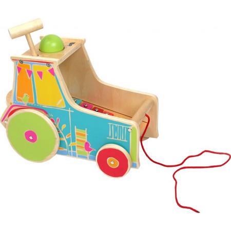 Small Foot Tractor Met Xylofoon Hout 28 X 15 X 21 Cm