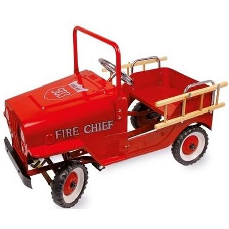 Small foot Trapauto oldtimer brandweer rood
