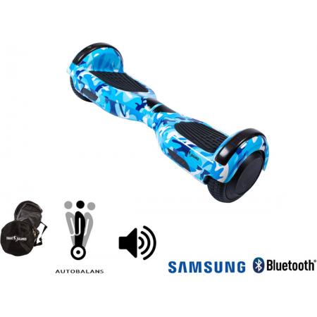 Hoverboard Smart Balance™ Premium Brand, Regular Camouflage Blue, 6.5 pouces, Bluetooth, haut-parleurs, auto balance, sac, 1000w