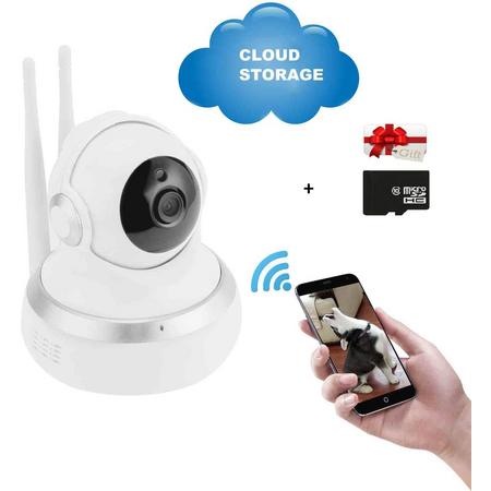 SmartWatchTrends Smart Wi-Fi security IP camera - met Night Vision - met Cloud Storage - met geluidopname - voor IOS/Android/Windows - Wit