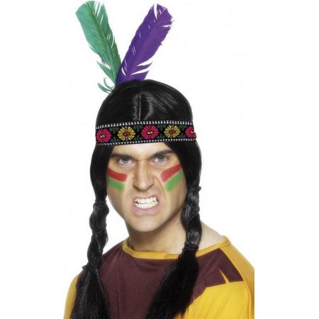 10x stuks indianen verkleed hoofdband met veren - Carnaval spullen