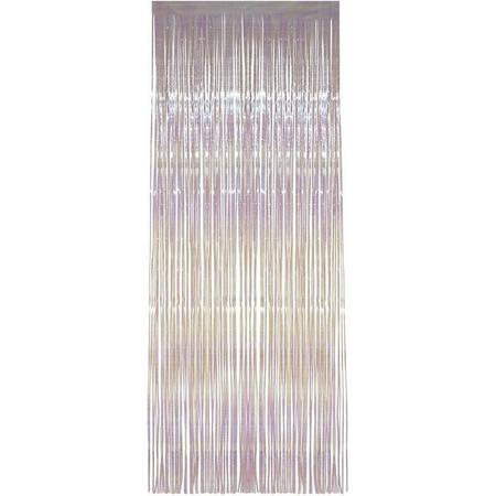 2x stuks folie deurgordijn transparant parelmoer 244 x 91 cm - Feestartikelen/versiering