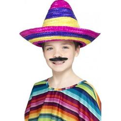 2x stuks gekleurde Mexicaanse verkleed sombrero voor kinderen - Carnaval hoeden