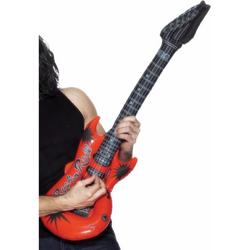 2x stuks opblaasbare rode elektrische gitaar 99 cm - Verkleed zwembad speelgoed muziekinstrumenten