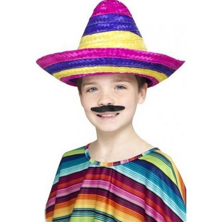 4x stuks gekleurde Mexicaanse verkleed sombrero voor kinderen - Carnaval hoeden