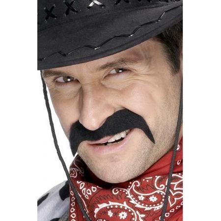 6x stuks nepsnorren - Zwarte carnaval/verkleed cowboy snor