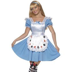 Alcie in Wonderland jurkje met schort met speelkaarten - Fantasy verkleedkleding dames maat 40-42