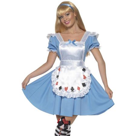 Alcie in Wonderland jurkje met schort met speelkaarten - Fantasy verkleedkleding dames maat 40-42