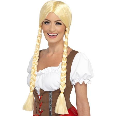 Bavarian Beauty Blonde Oktoberfest Pruik met Vlechten